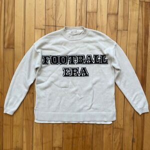 Moon & Madison Football Era Cream Graphic Crewneck Sweater ST21809 Small